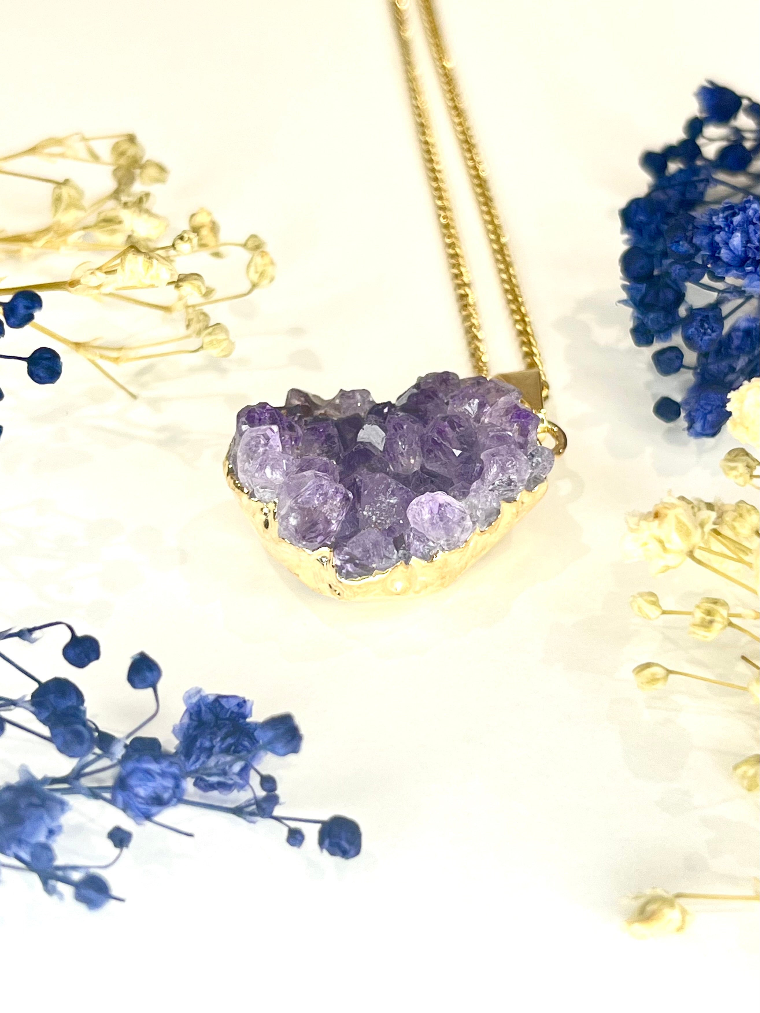 Gold-Plated Amethyst Cluster Necklace