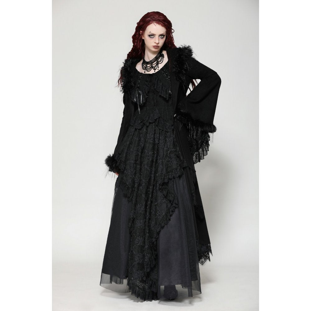 Dark in Love Eira Lace and Faux Fur Trimmed Hooded Coat - Size UK 10 Left Only!