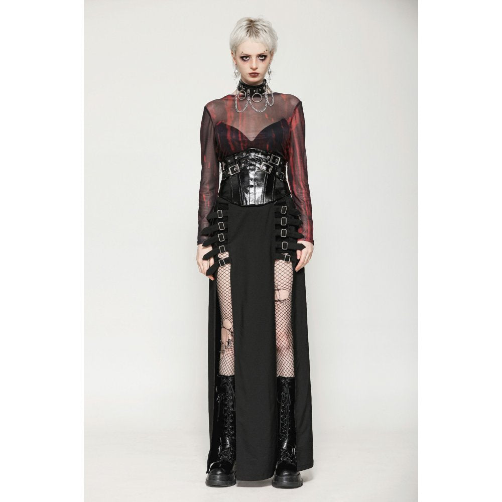 Dark in Lia Punk Love Patent Leather Waist Corset with Metal Accents