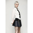 Dark in Love Sage Tartan Patchwork Leather-Waist Pleated Mini Skirt - Size UK 16 Left Only!
