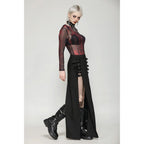 Dark in Love Phoenix Black Slit Metal Long Skirt