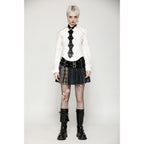 Dark in Love Sage Tartan Patchwork Leather-Waist Pleated Mini Skirt - Size UK 16 Left Only!