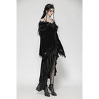 Dark in Love Kaia Midnight Mystique Velvet Ruffle Off-Shoulder Mermaid Dress