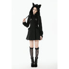 Dark in Love Cat-Ear Faux Fur Trim Gothic Coat