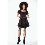 Dark in Love Burgundy & Black Lace Princess Dress with Stars Lace