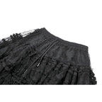 Dark in Love Morticia Gothic Velvet & Lace Skirt in Black