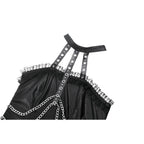 Dark in Love Harness Chain Faux Leather Mini Dress