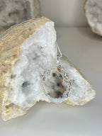 Natural Open Agate Geode Necklace - Silver Plated