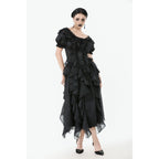 Dark in Love Seraphina Ruched Puff Sleeve Corset Top in Black