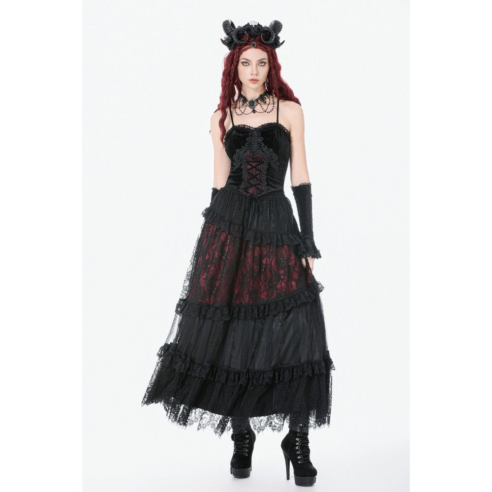 Dark in Love Dark Spliced Lace Maxi Skirt