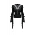 Dark in Love Gothic Velvet Lace High-Neck Top