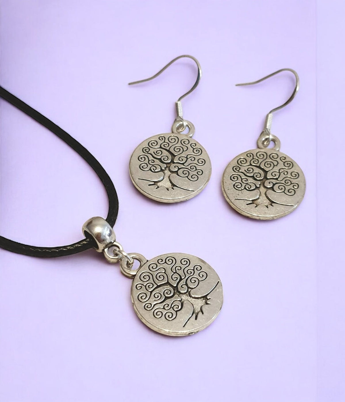 Tree Of Life Charm Jewellery Set, Dangly Earring And Necklace Set In Gift Bag