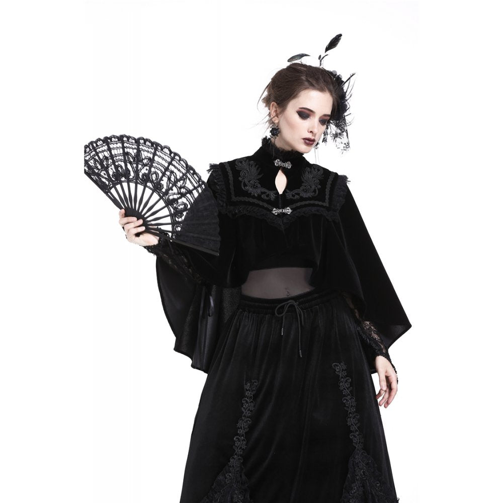 Dark in Love Gothic Elegance Black Lace Fan – Victorian-Inspired Accessory