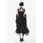 Dark in Love Seraphina Ruched Lace Goth Blouse in Black