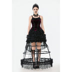 Dark in Love Serilda Velvet Lace Corset Top in Wine Red