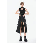 Dark in Love Punk Studded Lace-Up Vest - Alternative Top in Black