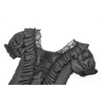 Dark in Love Seraphina Ruched Puff Sleeve Corset Top in Black