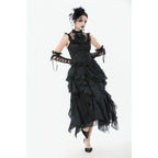 Dark in Love Seraphina Ruched Lace Goth Blouse in Black