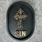 ‘Sin’ Gothic Cross Wall Plaque