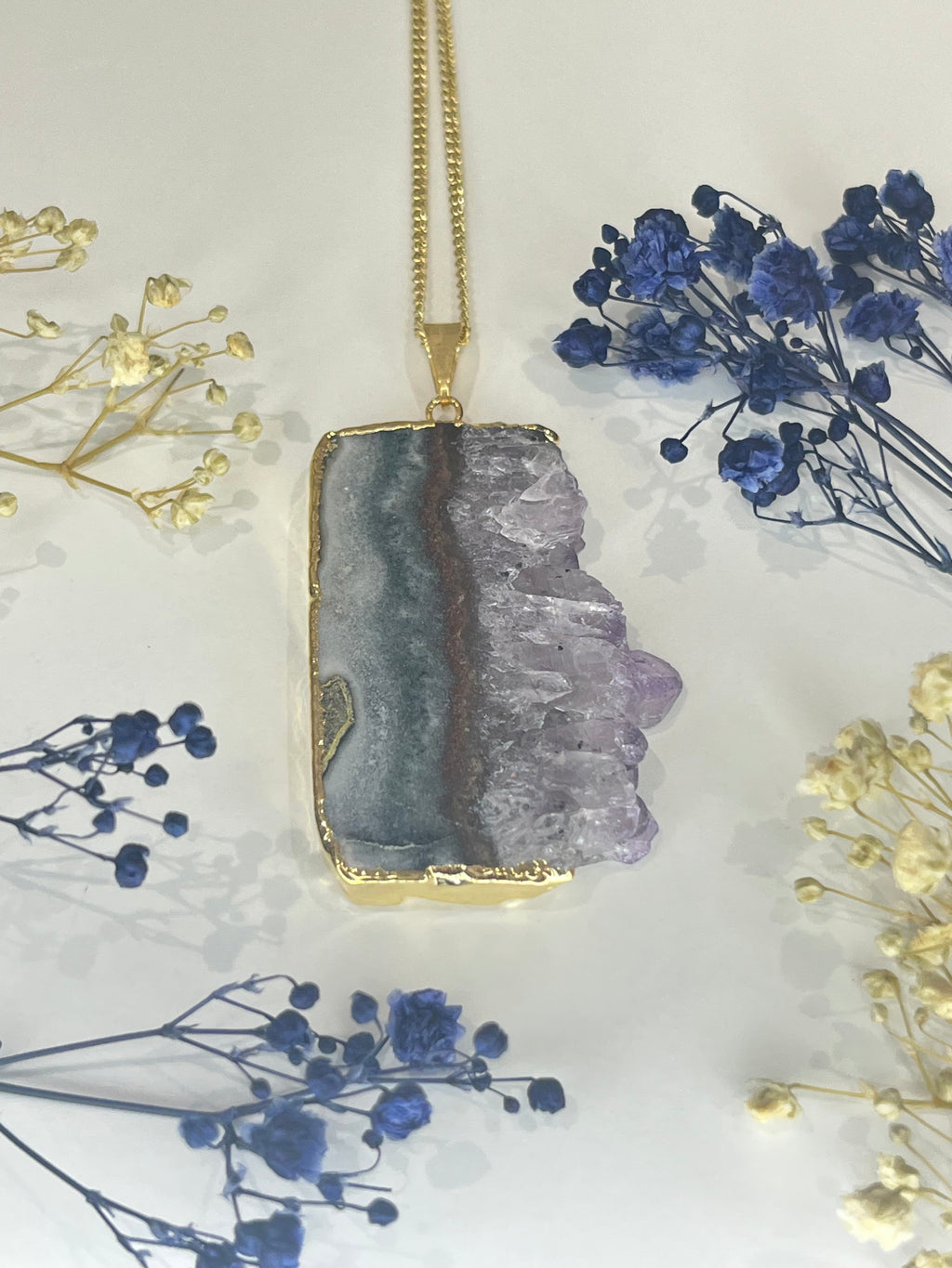 Gold-Plated Amethyst Slice Necklace