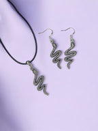 Snake Charm Jewellery Set, Dangly Earring And Necklace Set In Gift Bag