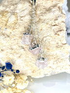 Triple Rose Quartz Pendant Necklace (20" Silver Plated Chain)