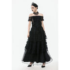 Dark in Love Ophelia Lace Off-Shoulder Gothic Top in Black