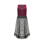 Dark in Love Crimson Queen Lace High-Low Goth Skirt in Burgundy & Black