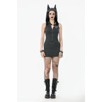 Dark In Love Salem Striped Cat Ear Hoodie Dress - Size UK 22 Left Only!