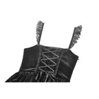 Dark in Love Nocturne Ruffled Velvet Lace Goth Dress in Black