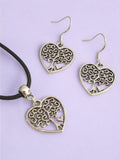 Tree Of Life Heart Charm Jewellery Set, Dangly Earring And Necklace Set In Gift Bag