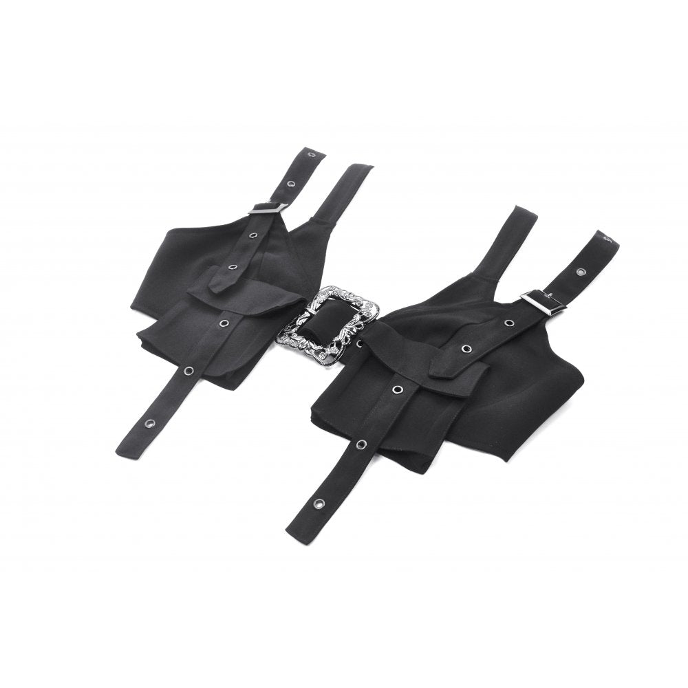 Dark in Love Evangeline Buckled Utility Crop Top in Black