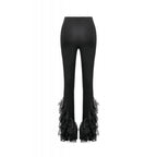 Dark in Love Goth Flare Leggings with Lace Frills