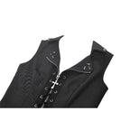 Dark in Love Punk Studded Lace-Up Vest - Alternative Top in Black