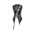 Dark in Love Punk Distressed Leather Lace-Up Top
