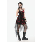 Dark in Love Bellatrix Red & Black Mesh Asymmetrical Dress