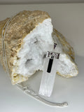 Selenite & Tourmaline Protection Wand Necklace – 20” Silver Plated