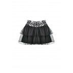 Dark in Love Bonded Tulle Layered Goth Mini Skirt in Black