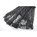 Dark in Love Crimson Queen Lace High-Low Goth Skirt in Burgundy & Black
