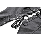 Dark in Love Punk Distressed Leather Lace-Up Top