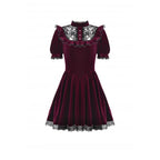 Dark in Love Ophelia Lace Collar Burgundy Velvet Goth Dress