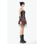 Dark in Love Punk Plaid Cross Strap Top