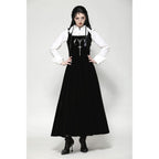 Dark in Love Lux Black Velvet Horn Embroidery Maxi Dress