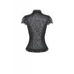 Black Floral Lace High-Neck Gothic Shoulder-Mantle Corset Top