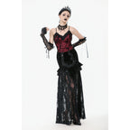 Dark in Love Althea Lace-Trimmed Velvet Goth Camisole in Burgundy