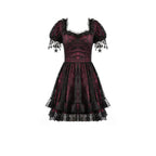 Dark in Love Burgundy & Black Lace Princess Dress with Stars Lace
