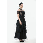 Dark in Love Ophelia Lace Off-Shoulder Gothic Top in Black