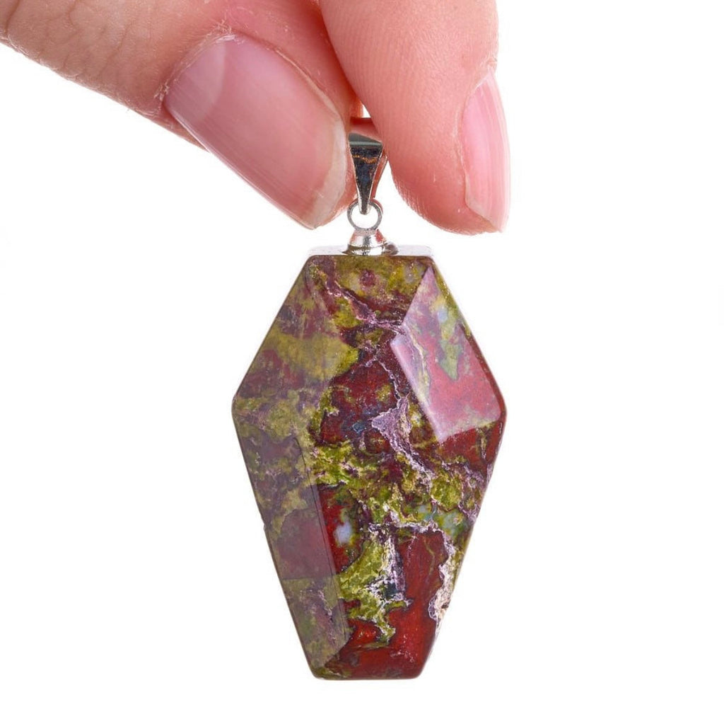 Dragon Stone Casket Necklace – 20” Silver Plated Chain