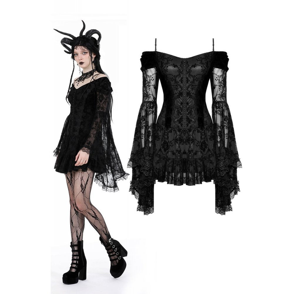Dark In Love Alora Lace Off Shoulder Dress﻿