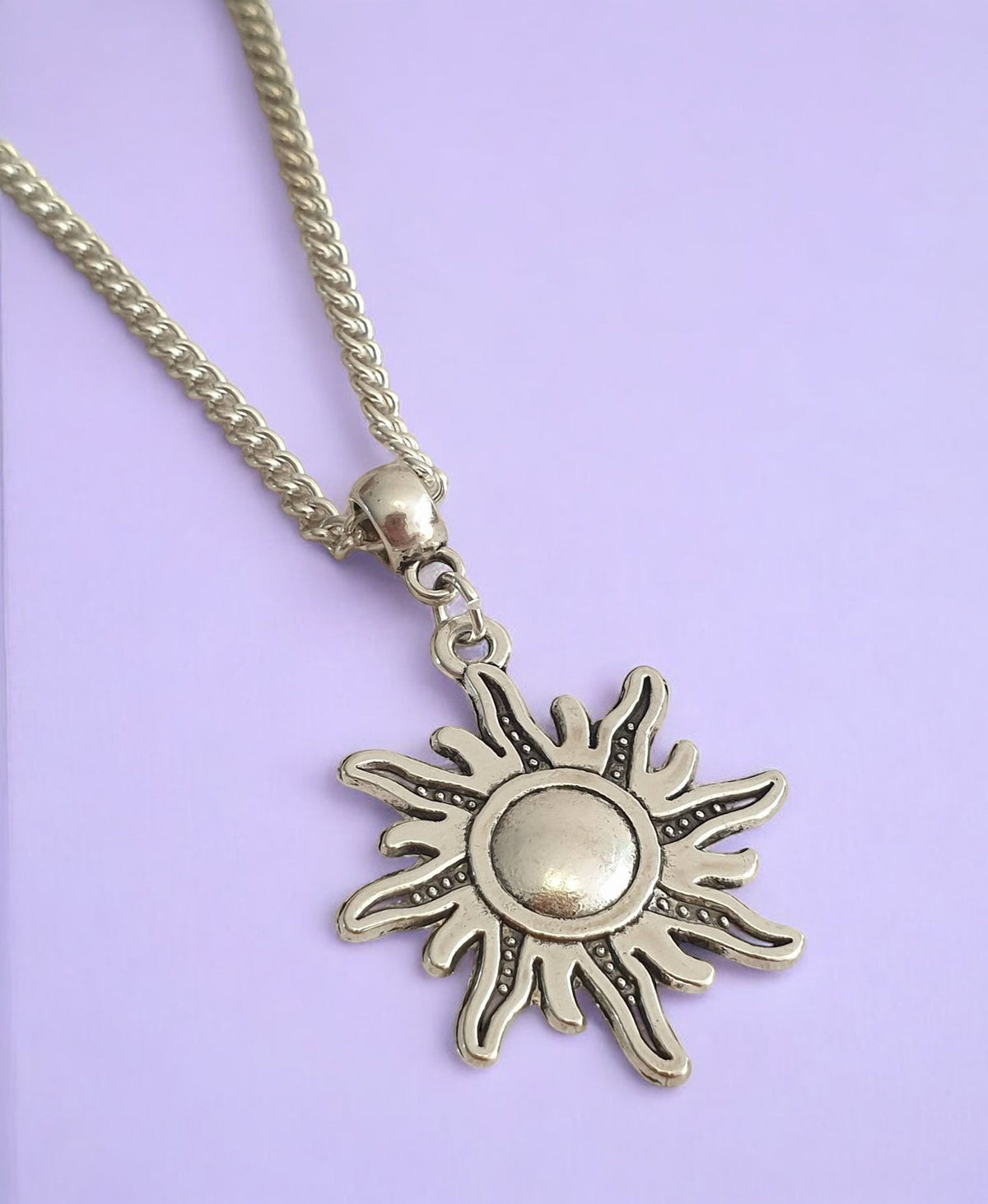 Sun Charm Necklace Silver Plated Or Waxed Cord Variable Lengths, Gift Packaged